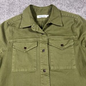 Taylor Stitch The Trench Shirt Dress XS Military Utility Army Green Cotton Top